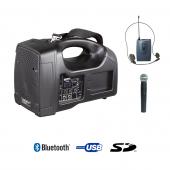 Sono Portable USB Bluetooth + 1 Micros Main + 1 Body Pack Serre-Tête - BE 1400 UHF PT