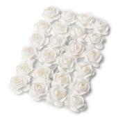 24 mini roses blanches sur tige