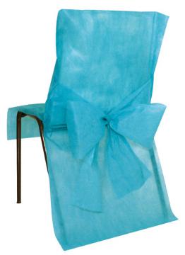 Housse de Chaise Mariage avec Noeud Turquoise