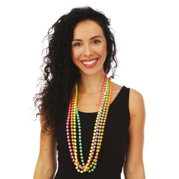 4 colliers perles fluos