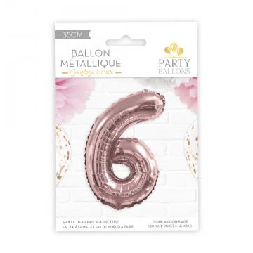 Ballon métal rose chiffre 6