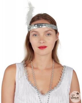 bandeau charleston argent plumes noires