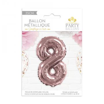 Ballon métal rose chiffre 8