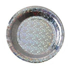 10 assiettes argent étincelant