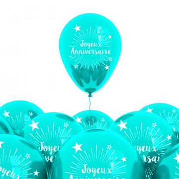 Ballons Bleu Turquoises Joyeux Anniversaire