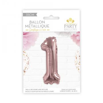 Ballon métal rose chiffre 1