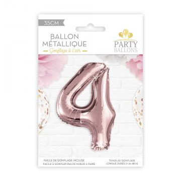 Ballon métal rose chiffre 4