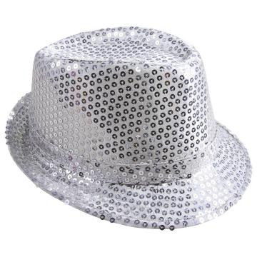 Chapeau borsalino sequins argent