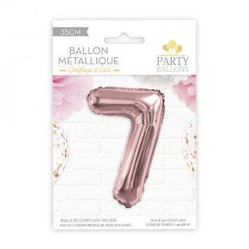 Ballon métal rose chiffre 7