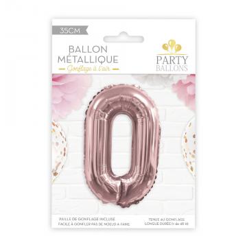 Ballon métal rose chiffre 0