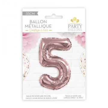Ballon métal rose chiffre 5