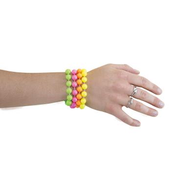 4 bracelets perles fluos