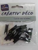 12 mini pinces bois noir