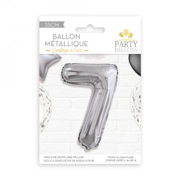 Ballon métal argent chiffre 7