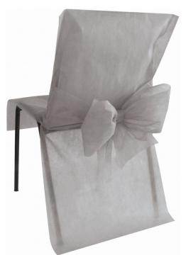 Housse de Chaise Mariage avec Noeud Gris