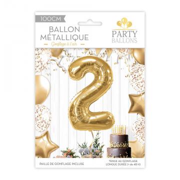 Ballon métal or chiffre 2