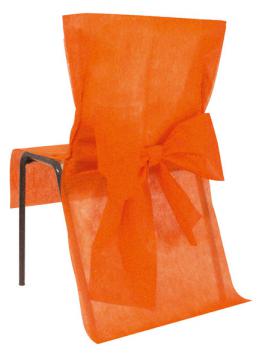 Housse de Chaise Mariage avec Noeud Orange